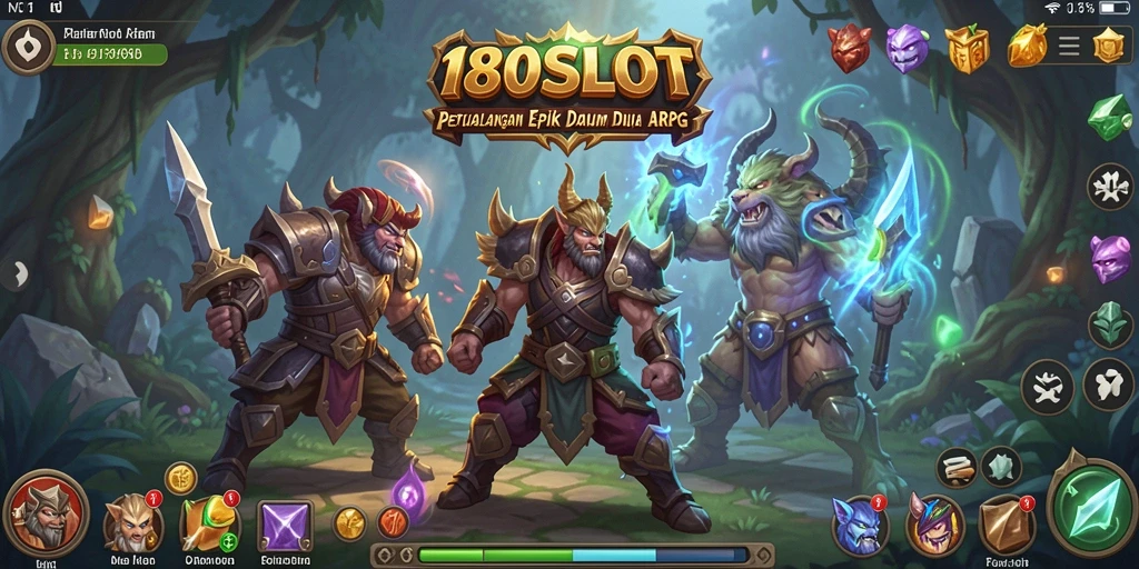 Screenshot gameplay 180SLOT menampilkan pertempuran seru di dunia fantasi.