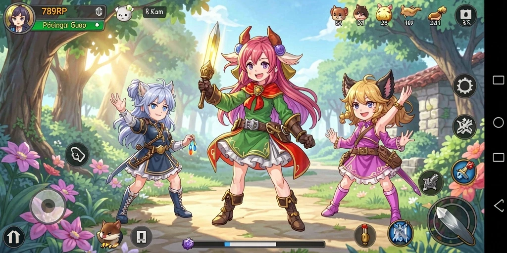 Screenshot utama gameplay 789RP menampilkan pertarungan seru di dunia anime.