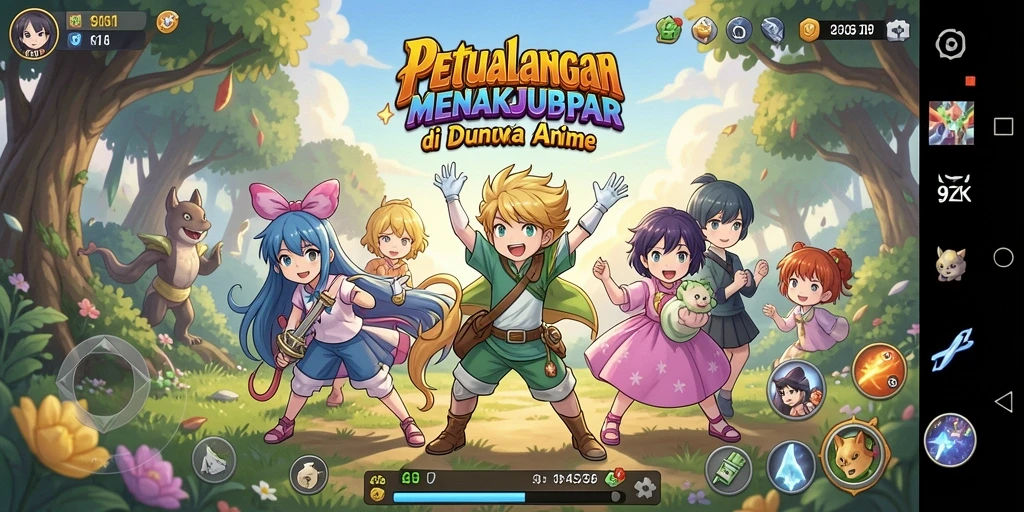Tangkapan layar gameplay unik dari 9ZK yang menampilkan karakter anime.