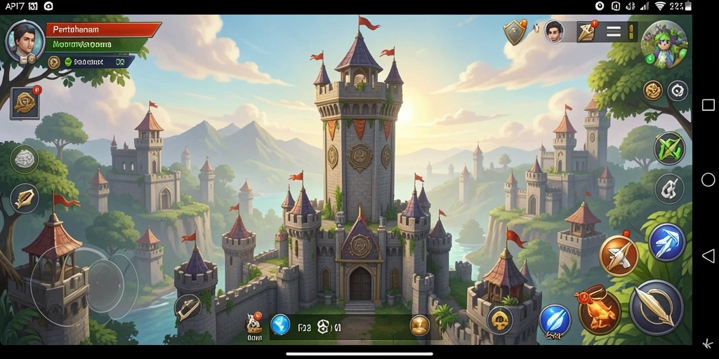 Tampilan gameplay menara pertahanan yang mendebarkan dan strategis.
