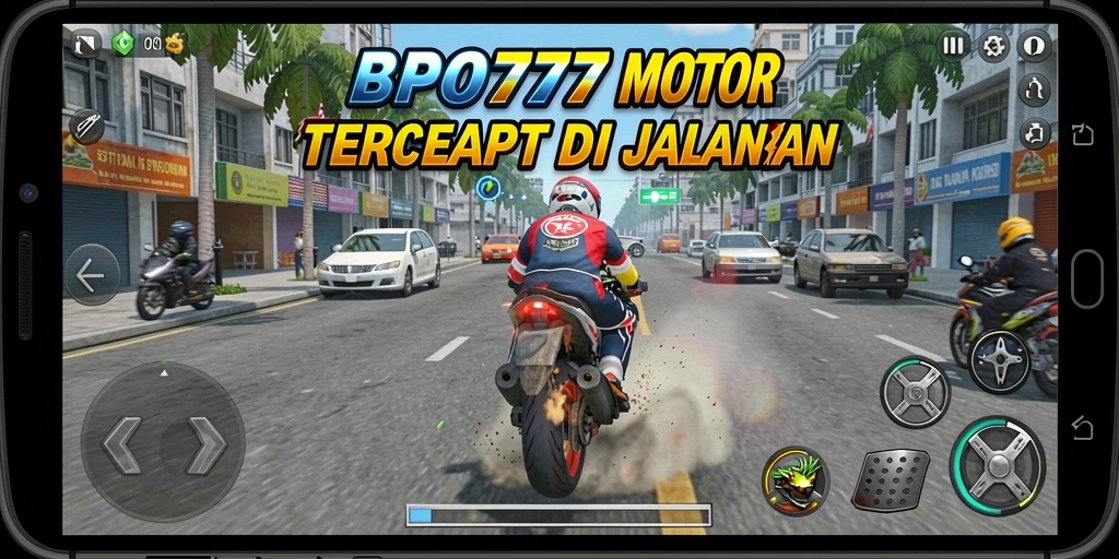 Screenshot gameplay <strong>BPO777</strong> yang menunjukkan aksi balapan penuh adrenalin.