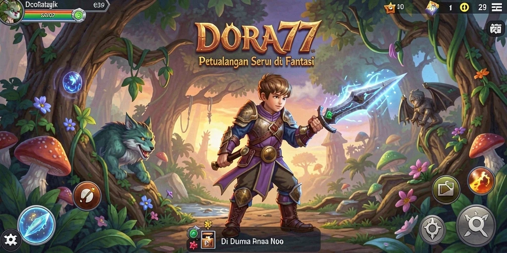 Screenshot DORA77 menampilkan gameplay petualangan yang mendebarkan.
