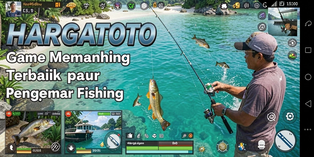 Tampilan nyata dari gameplay HARGATOTO saat memancing ikan.
