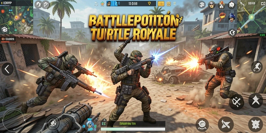 Tampilan gameplay dinamis dan seru dalam pertempuran Battle Royale.