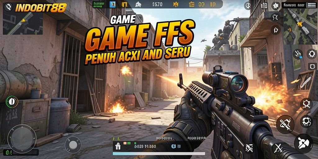 Gameplay INDOBIT88 menampilkan aksi FPS yang mendebarkan.