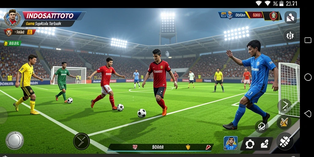 Tampilan gameplay seru dalam INDOSATTOTO dengan aksi sepak bola nyata.
