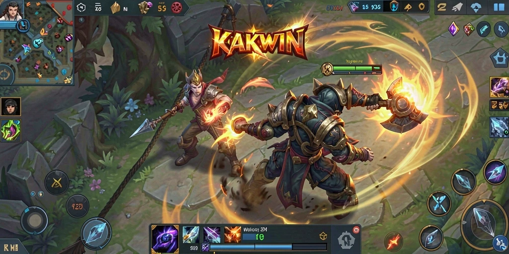 Gameplay seru KAKWIN di arena pertempuran MOBA.