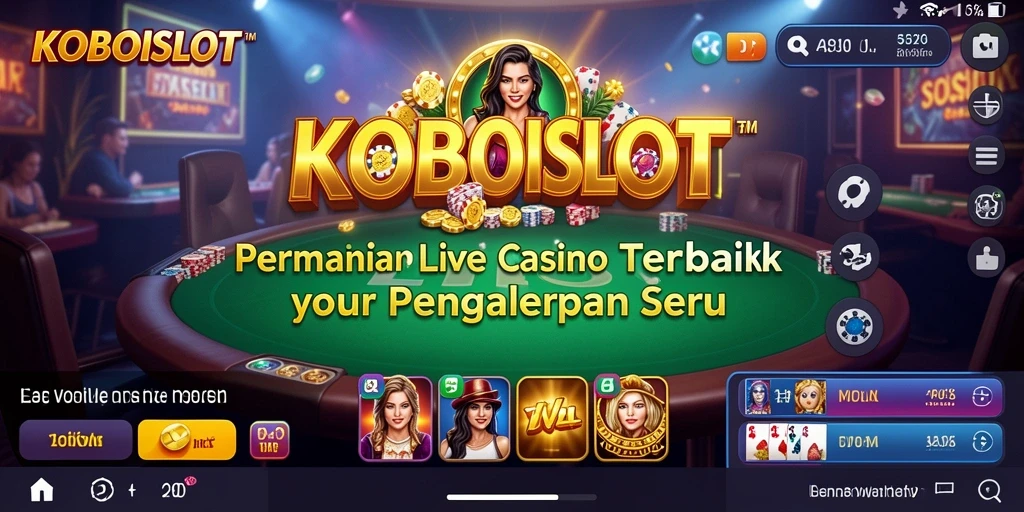 Screenshot gameplay dari aplikasi KOBOISLOT menampilkan dealer dan meja permainan Live Casino.