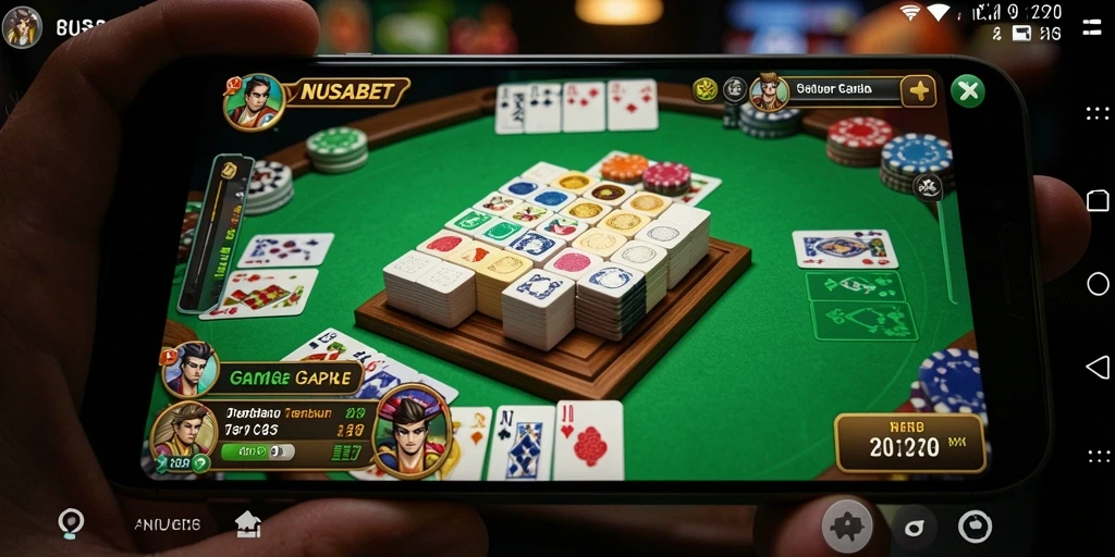 Tampilan gameplay seru NUSABET dengan fitur Gaple menarik.