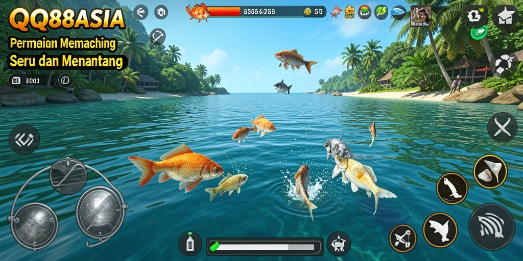 Screenshot gameplay QQ88ASIA menampilkan keseruan memancing dengan grafis yang menawan.